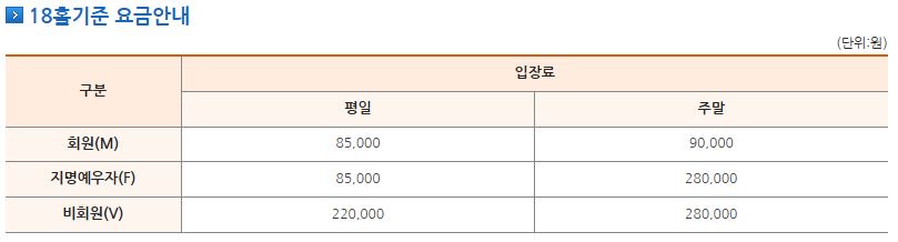 기흥CC 예약 그린피 요금 알아보기